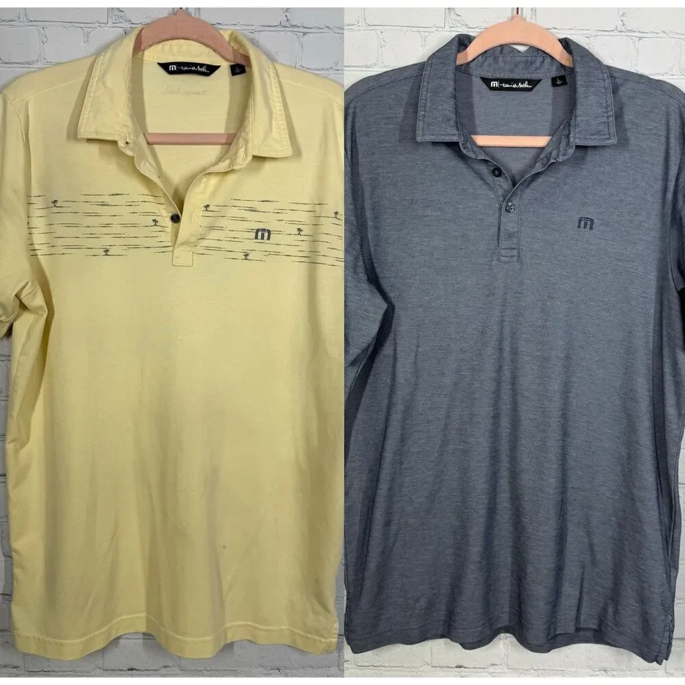 Travis Mathew Polo Shirt Mens Large Athletic Shortt Sleeve Golf Preppy Set of 2